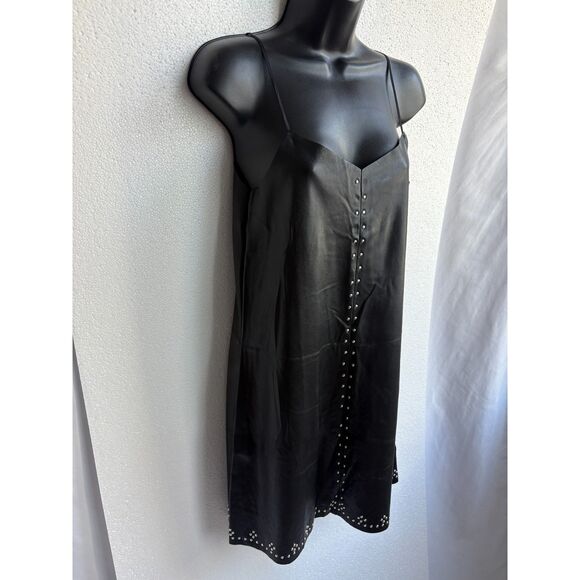 Blank NYC Close The Deal Embossed Vegan Leather Black Stud Slip Dress Size S - Picture 4 of 9